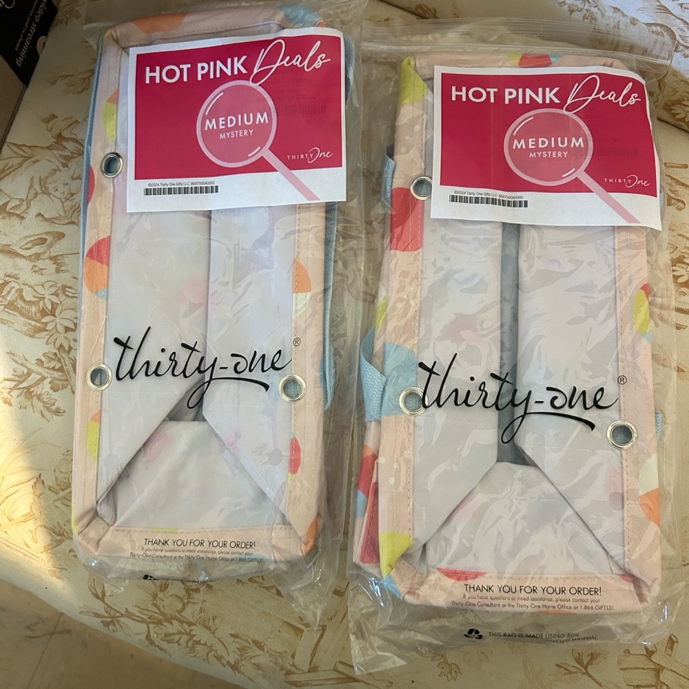 Thirty-One Hot Pink and Multicolor Small Utility Tote